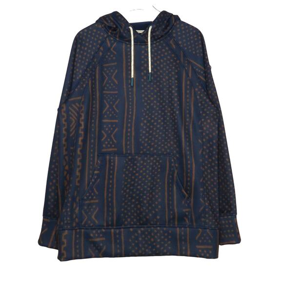 Burton Women's Crown Pulllover Hoodie Navy and Brown Geometric Sweatshirt - Picture 2 of 6